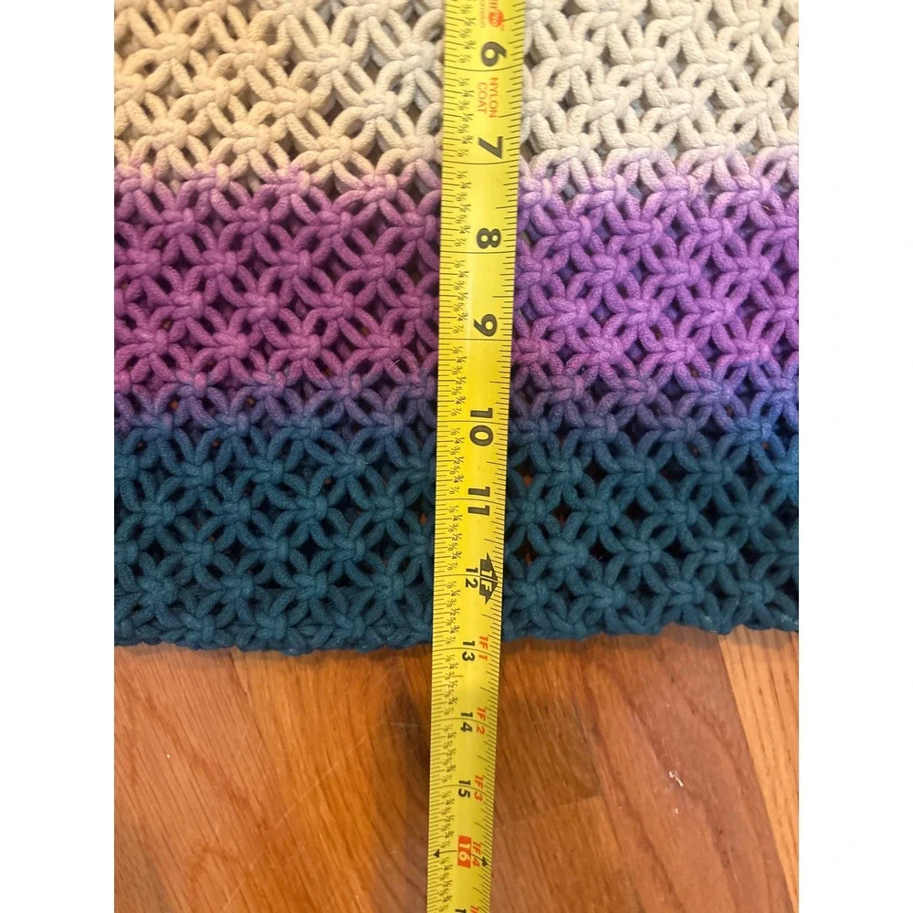 Urban Outfitters Macrame Ombre Tote‎ Bag Pink Purple Teal Cotton Boho Market Bag